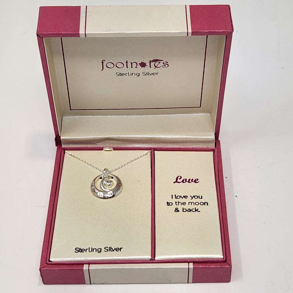 Footnotes Sterling Silver 925 Love You To The Moon Pendant Chain Necklace Gift